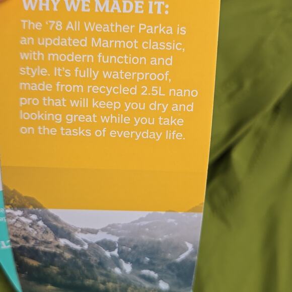 NWT Marmot Mountainworks 78 All Weather Parka Cilantro Green Womens Size Large - Picture 7 of 11